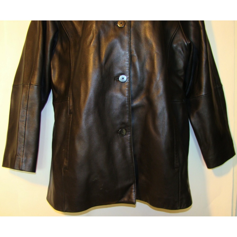 FIELD GEAR WOMENS BLACK LEATHER JACKET COAT REMOVABLE LINING SIZE XL      BC - Picture 4 of 9